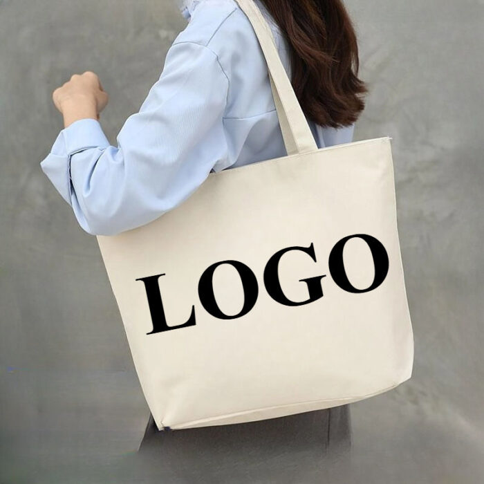Hot Sale Ecobag Friendly Reusable Designer Cloth Canvas Cotton Shopping Tote Bag With Custom Logo Printed