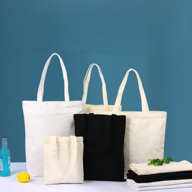 High Quality Custom Logo Printed Recyclable Designer Canvas Bag Plain Natural Cotton Large Canvas Shopping Tote Bag